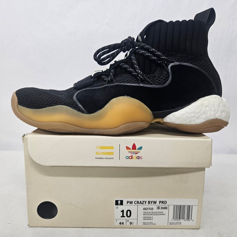 Adidas Pharrell Williams PW Crazy BYW PRD Sneakers EG7733‎ Black Men's Size 10